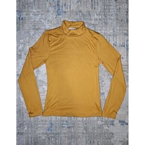 Charlotte Russe Top Womens Medium Gold Fitted Long Sleeve Turtleneck